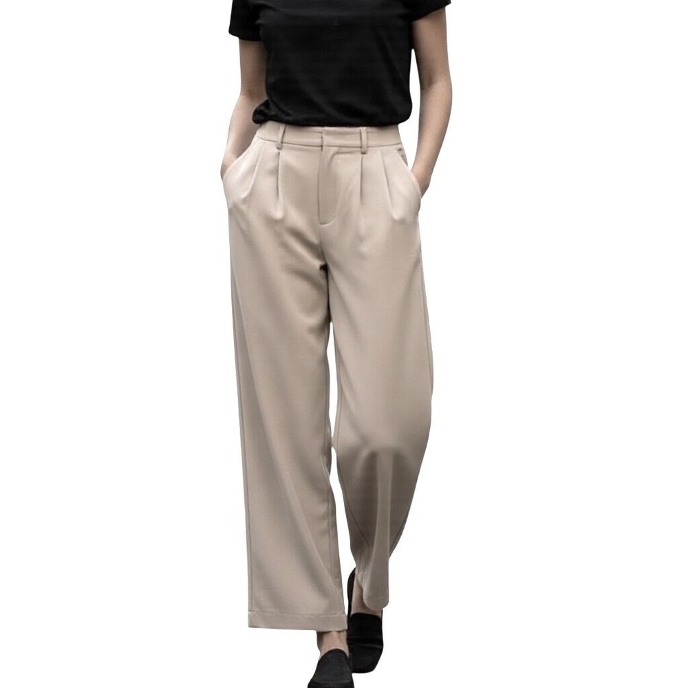 Womens Rewash Pleated Wide Leg Trousers Tan Excellent High Rise Stretch Pants